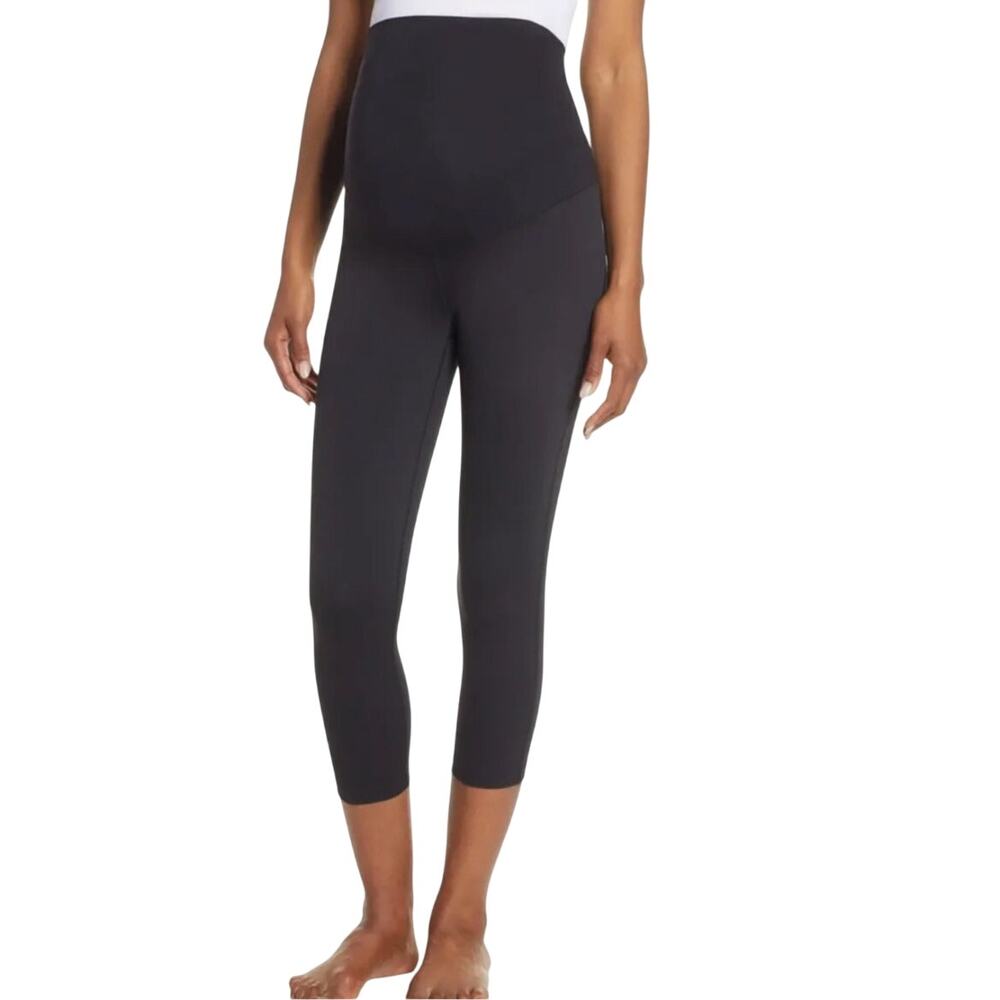 Zella Maternity Crop Leggings Womens S Black Stretch Contoured Comfort High Rise